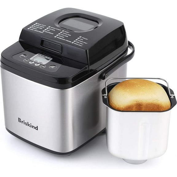 19-in-1 Compact Bread Maker Machine, 1.5 lb / 1 Loaf Small Breadmaker with Carrying Handle, Including Gluten Free, Dough, Jam, Yogurt Menus, Bake Evenly, Automatic Keep Warm, 3 Crust Color