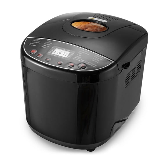 19 in 1 bread maker, 2 lbs of dough, gluten free, ceramic non-stick pan, programmable 3 bread sizes and 3 crust colors