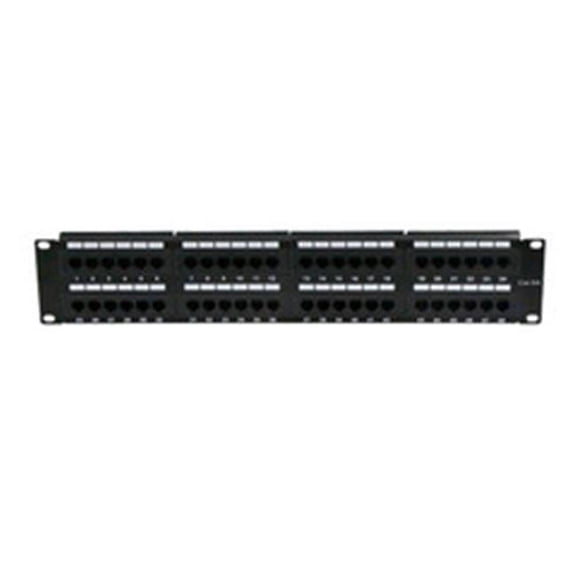 19 in. 2U 48-port Cat6a Patch Panel - 110 Type, 568A-B - Rackmount, Black