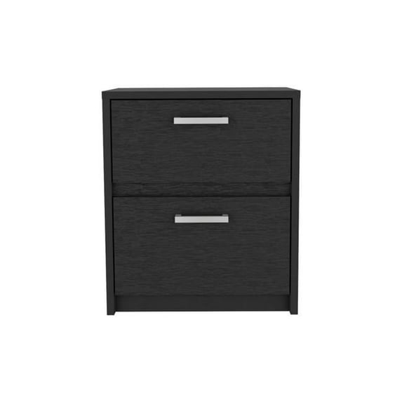 19 in. Black Two Drawer Nightstand