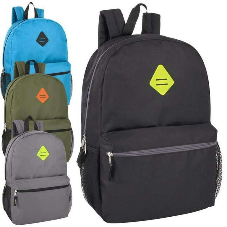 19 in. Boys 600 Denier Polyester Backpacks Assorted Color Pack of 24