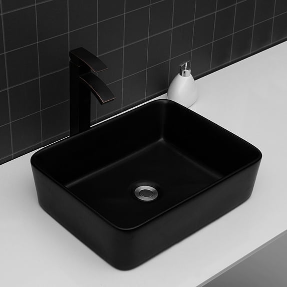 19 in Depth Black Ceramic - Low Water Absorption - Indoor & Outdoor Bathrooms - Simple Installation