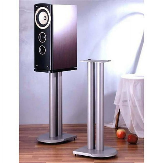 19 in. H, Iron Center Channel Speaker Stand - Grey, Silver