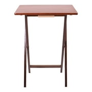 19 in. L X 14.5 in. W Brown Wood Folding Table (Set of 4 Tables and 1 Stand)