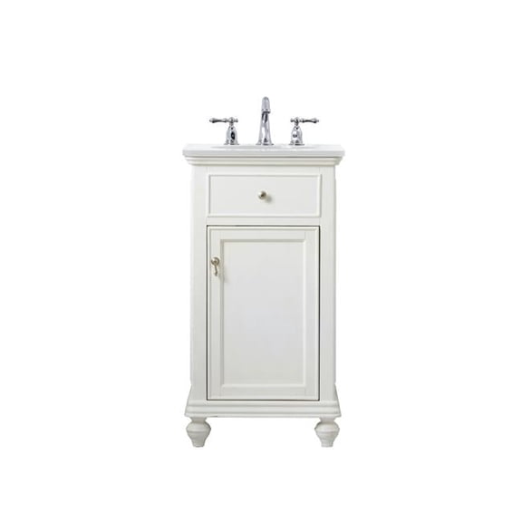 19 in. Single Bathroom Vanity with Ivory White Engineered Marble, Antique White