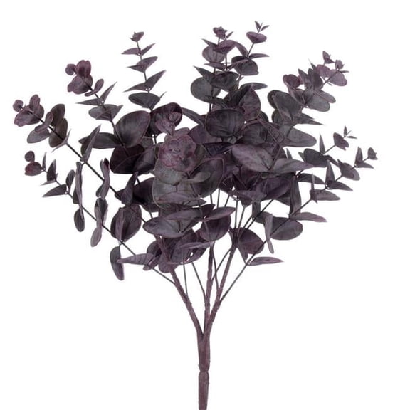 19 in. Spiral Eucalyptus Bush Flower Leaf, Brgundy - 2 per Bag