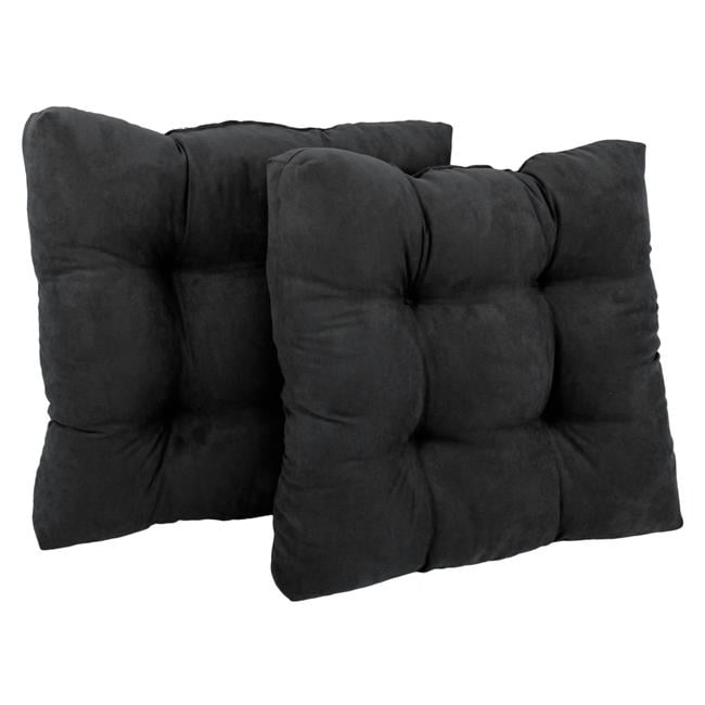 19 in. Squared Microsuede Tufted Dining Chair Cushions, Black Set of