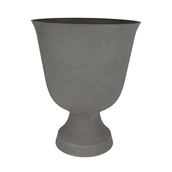 19 in. Tribeca Urn Planter - Decorative Plastic Outdoor Plant Pot with Drainage for Front Porch, Brown Stone - Pack of 6