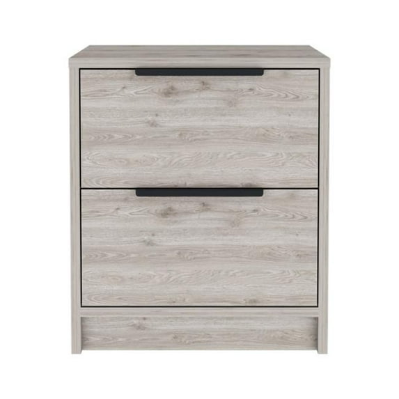 19 in. Two Drawer Faux Wood Nightstand, Gray