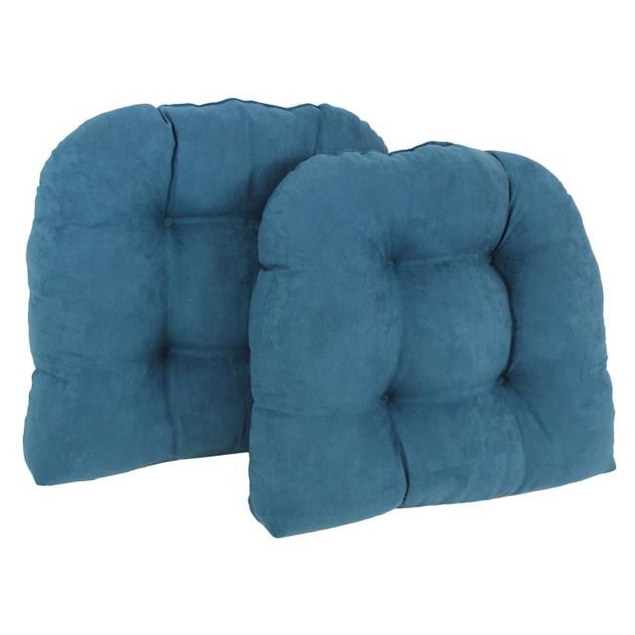 19 in. UShaped Microsuede Tufted Dining Chair Cushions, Teal Set of