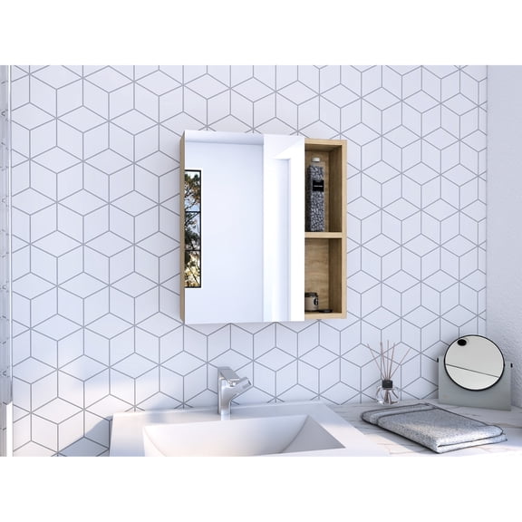 19 in Vertical Size, Particle Board Build - Mirrored Medicine Cabinet - Fits in Small Bedrooms - Stores First - Aid Kits