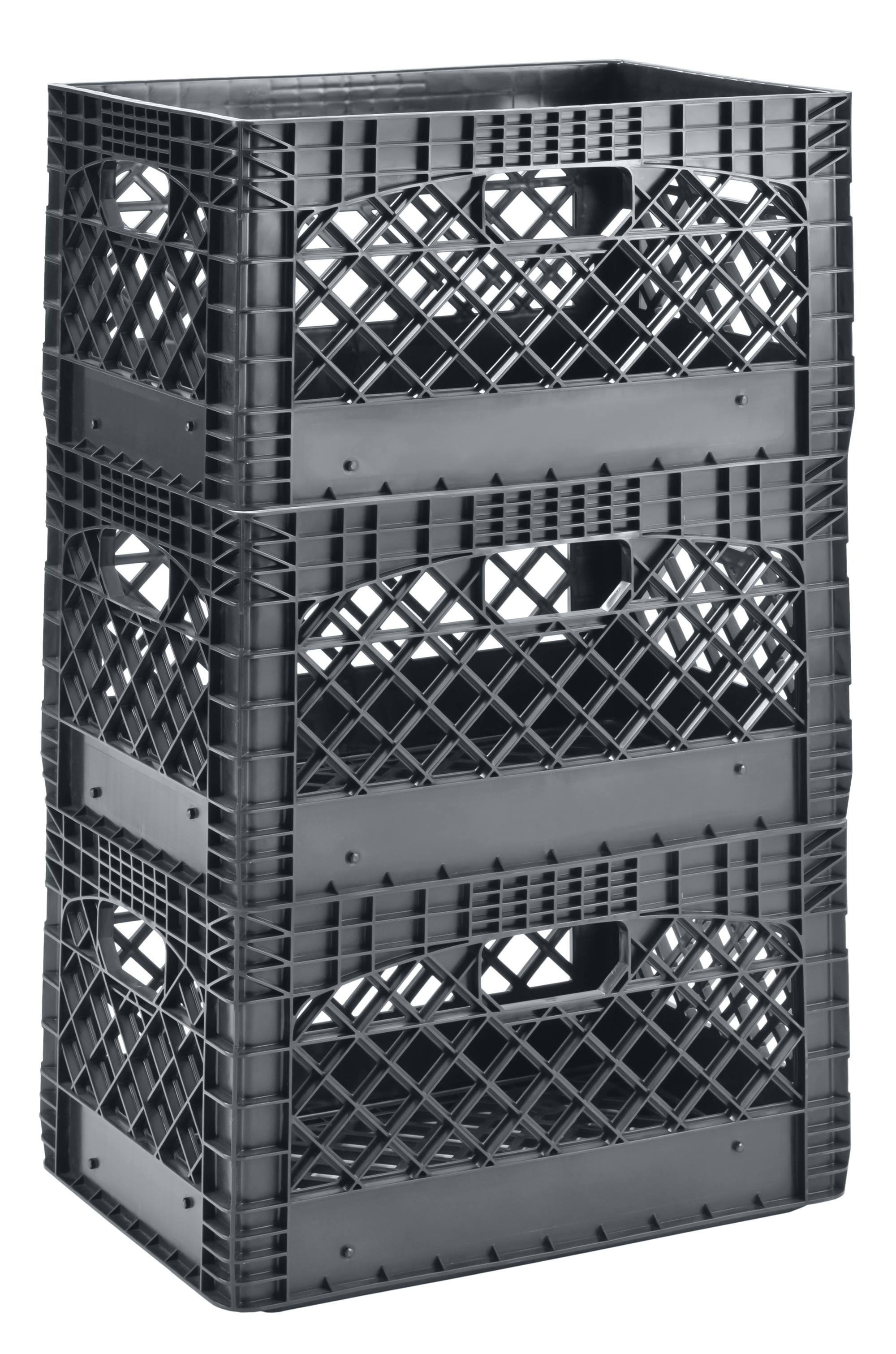 19 in. W x 11 in. H Stackable Plastic Milk Crate Bin in Graphite (3-Pack) - image 1 of 5