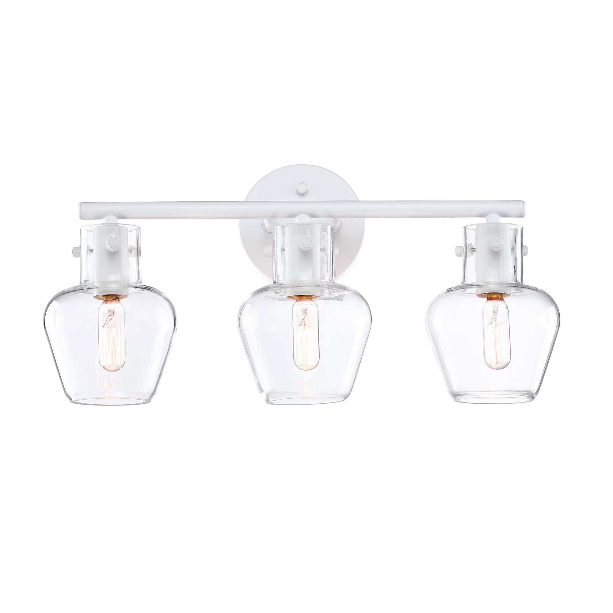19 in. White 3 Light Bathroom Vanity Light Fixture with Clear Glass Shade Including E12 Base, Bulb NOT Included
