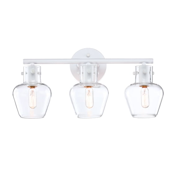 19 in. White 3 Light Bathroom Vanity Light Fixture with Clear Glass Shade Including E12 Base, Bulb NOT Included