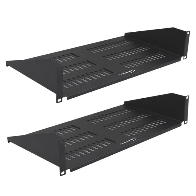 19 in. Wide 10 in. Deep Tray 50 lbs 2U Steel Rack Mount Vented Shelf ...