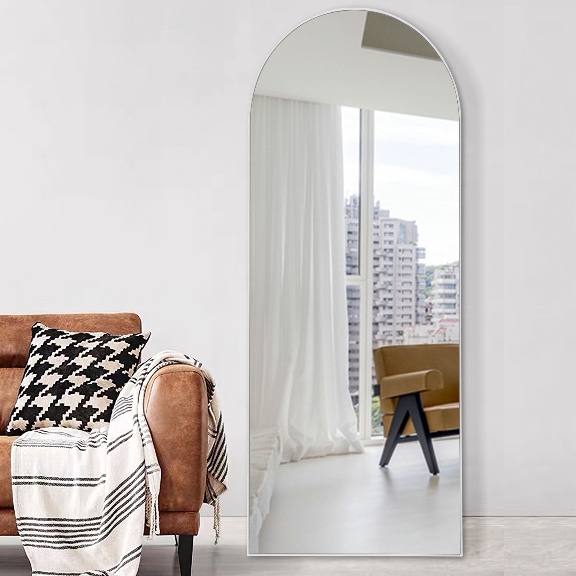 19 in x 58 in White Modern Wall Mirror