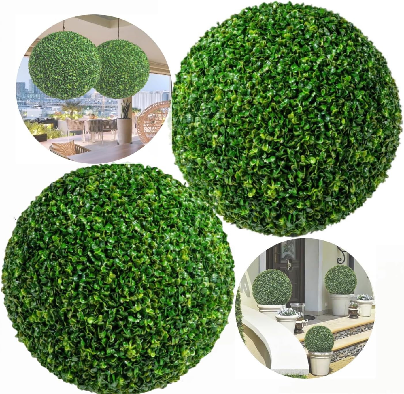 19 inch Artificial Plant Green Topiary Ball outdoor set of 2, UV