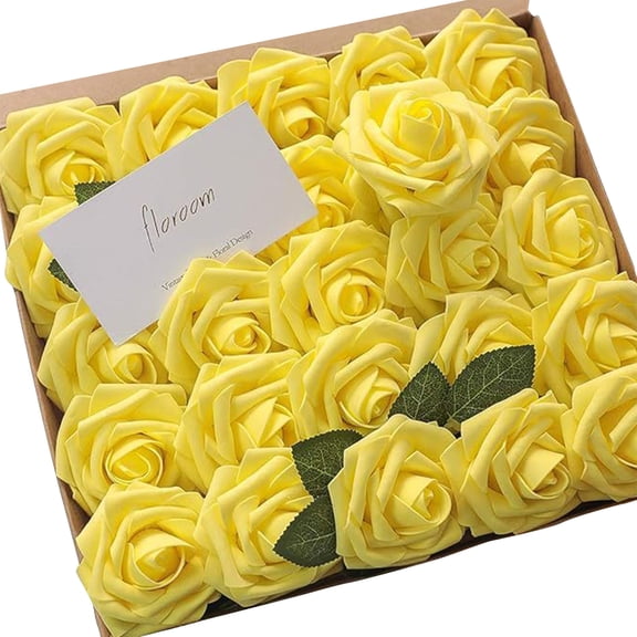 19-inch Artificial Silk Rose Flower Pick, Realistic UV protection，Gift Box-50PCS