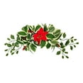 thumbnail image 1 of 19-inch Christmas Swag for Front Door Christmas Wreath with Artificial Poinsettia Flower and Green Leaves Home Wall Decoration, 1 of 6