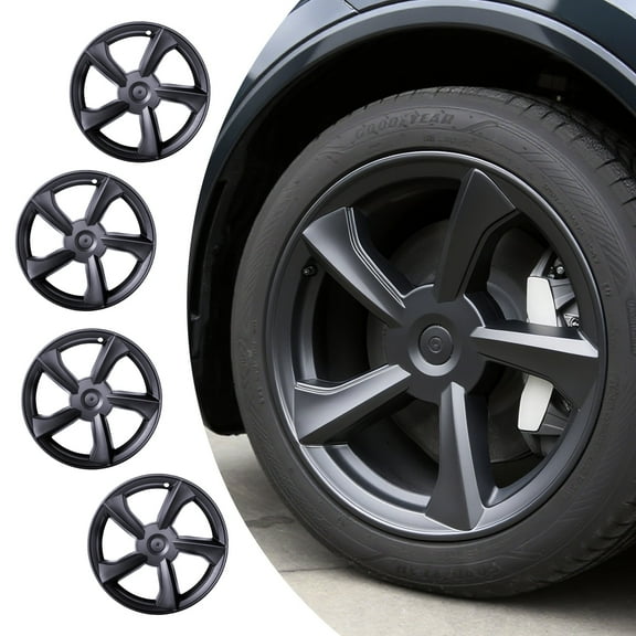 19-inch Hubcaps Wheel Skin Covers Compatible with 2025 2026 Tesla Model Y Juniper, Durable ABS Plastic Rim Covers (Set of 4), Fit for Standard Wheels - Snap On Tire Cover Replacement