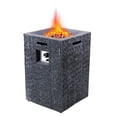 thumbnail image 1 of 19 inch Outdoor Propane Fire Pit Table, 40,000 BTU Patio Gas Heater Column with Vertical Texture Surface, Red Lava Rocks, and PVC Firebowl Cover, 1 of 6