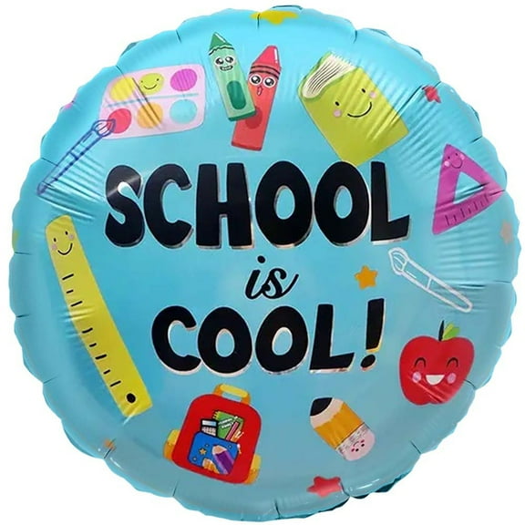 19 inch Party Brands School Is Cool! - Blue Foil Mylar Balloon - Party Supplies Decorations