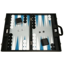 Silverman & Co. 19-inch Premium Backgammon Set - Large - Black/Astral Blue