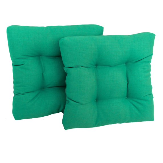 19-inch Squared Spun Polyester Tufted Dining Chair Cushion (Set of Two)-Color:Emerald