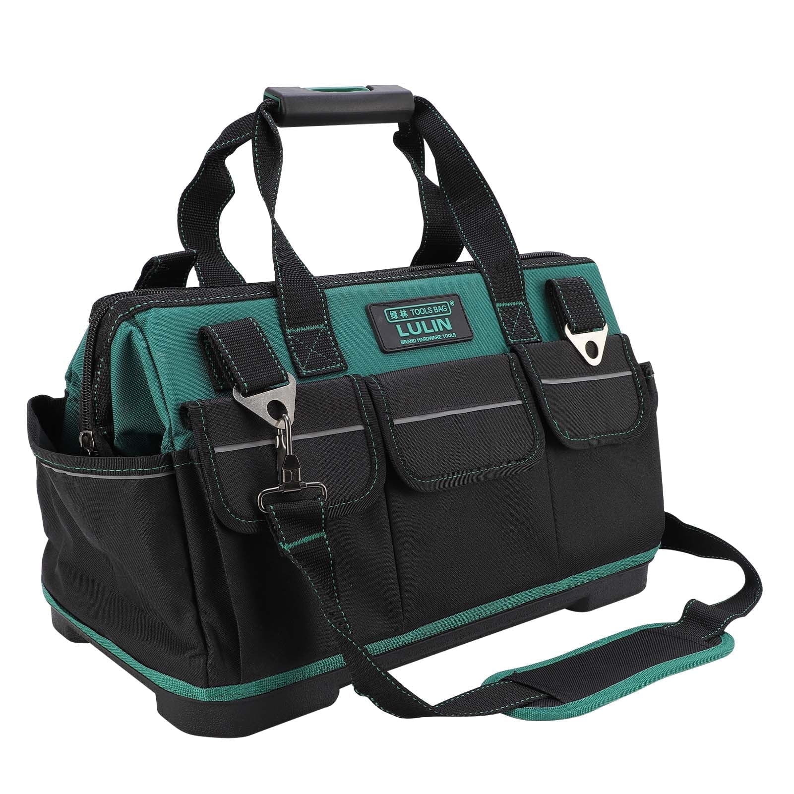 19-inch Tool Bag With 16 Pockets, Heavy Duty Hand Tool Storage Bag With Adjustable Shoulder Strap &amp; Waterproof Strong Molded Base, For Tool Kit Organizer Bag