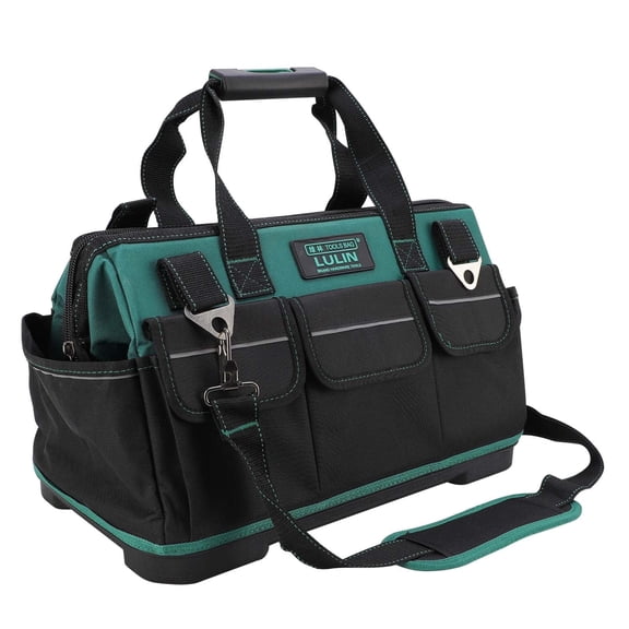 19-inch Tool Bag With 16 Pockets, Heavy Duty Hand Tool Storage Bag With Adjustable Shoulder Strap &amp; Waterproof Strong Molded Base, For Tool Kit Organizer Bag