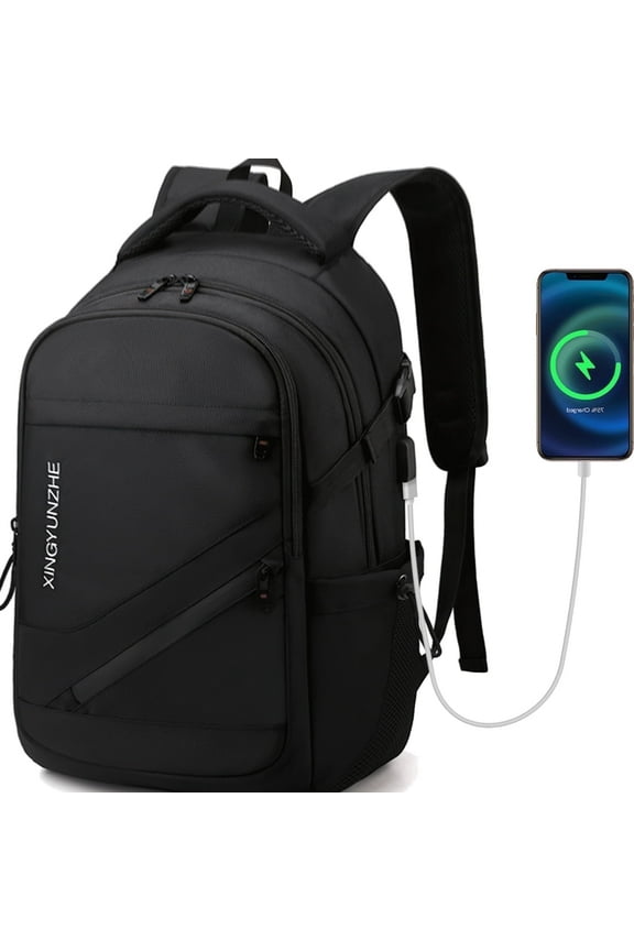 19 inch Travel Laptop Backpack, Business Backpack Anti Theft Slim Durable Bookbag with USB Charging Port, Water Resistant School Backpack for Women & Men Fits 13-16.5 inch Laptop and Notebook - Black