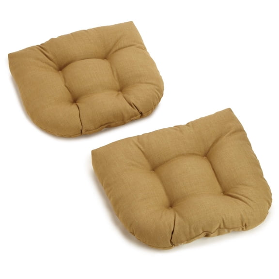19-inch U-Shaped Outdoor Spun Polyester Tufted Dining Chair Cushion (Set of 2) - Wheat