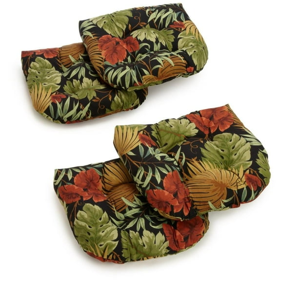 19-inch U-Shaped Spun Polyester Outdoor Tufted Dining Chair Cushions (Set of 4) - Tropique Raven