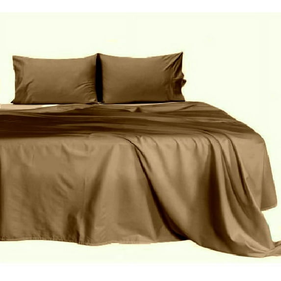 19 inches Extra Deep Pocket Bed Sheet Set - 750 Thread-Count - Pure Premium Cotton Sateen Finish - Fade, Stain Resistant Ultra Soft - 4 Piece (Expanded Queen, Taupe) by The Great American Store