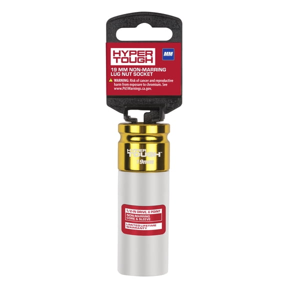 Non-Marring Lug Nut Socket, 19 Millimeter, 1/2-Inch Drive