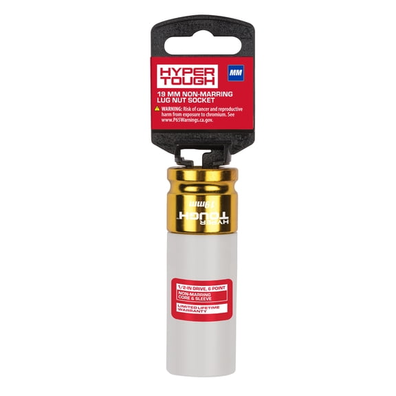 Non-Marring Lug Nut Socket, 19 Millimeter, 1/2-Inch Drive