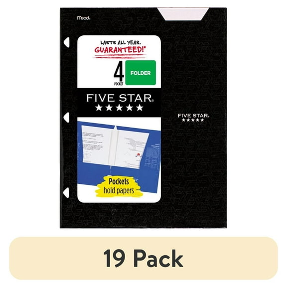 (19 pack) Five Star 4-Pocket Paper Folder, Black