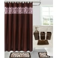 thumbnail image 1 of 19 piece bathroom set print design mosaic black with rubber backing anti slip 2 bath rug -mat with 1 shower curtain poleyster with 12 rings covered and 4 pc ceramic accessories, 1 of 3