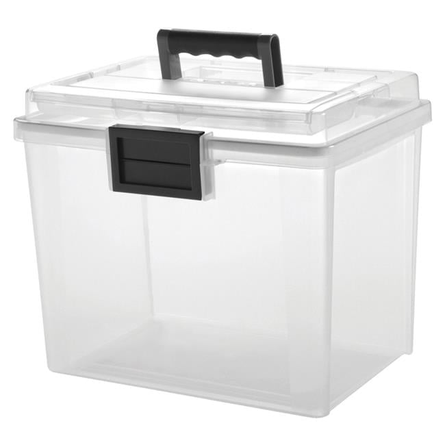 Clear Portable Weatherproof Letter-Size File Box with Organizer Lid