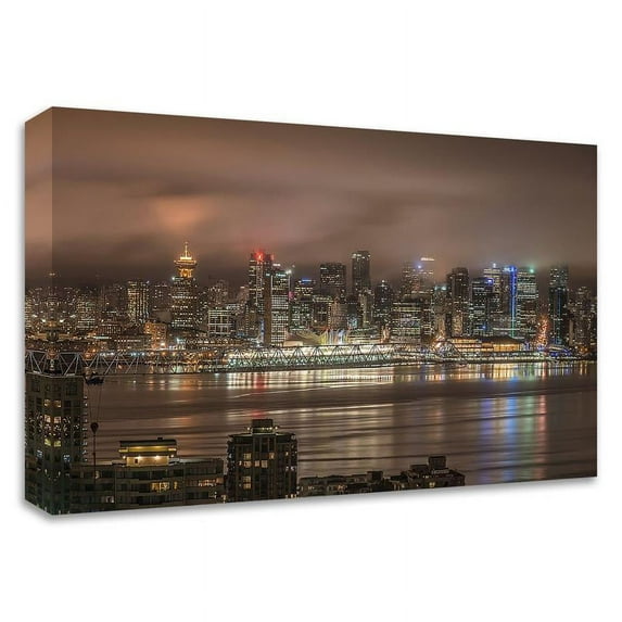 19" x 12" Vancouver Night by Tim Oldford - Wall Art Print on Canvas Fabric White