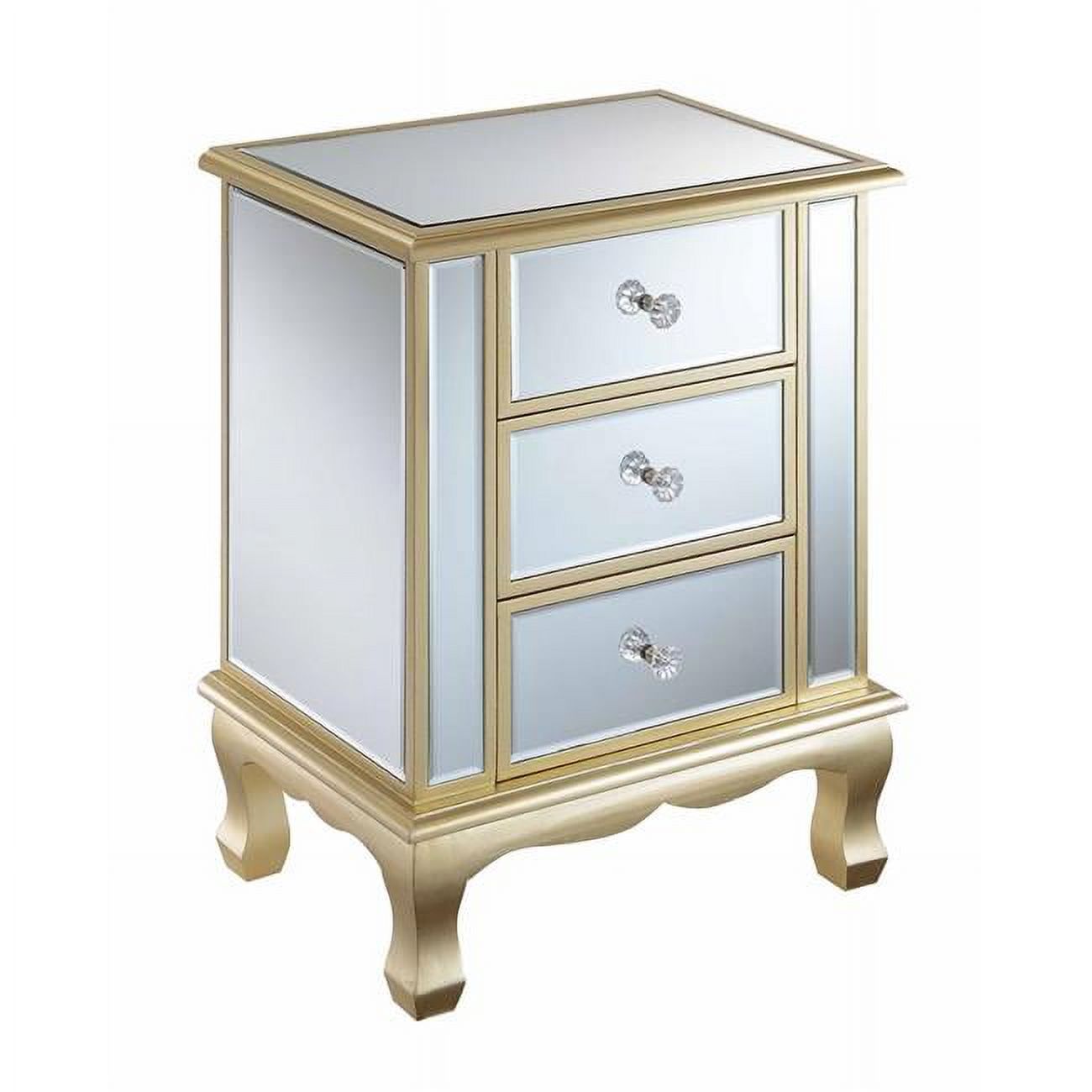 19 x 12 x 24.75 in. Gold Coast Vineyard 3 Drawer Mirrored End Table