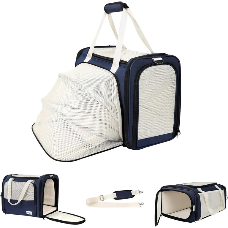 19 x 13.5 x 9.5 Approved Large pet Carrier for cat and Small Dog up to 12 15 lbs Turn Down to Under seat for Southwest Allegiant and Other Airlines Have 9 or 9.5 Height