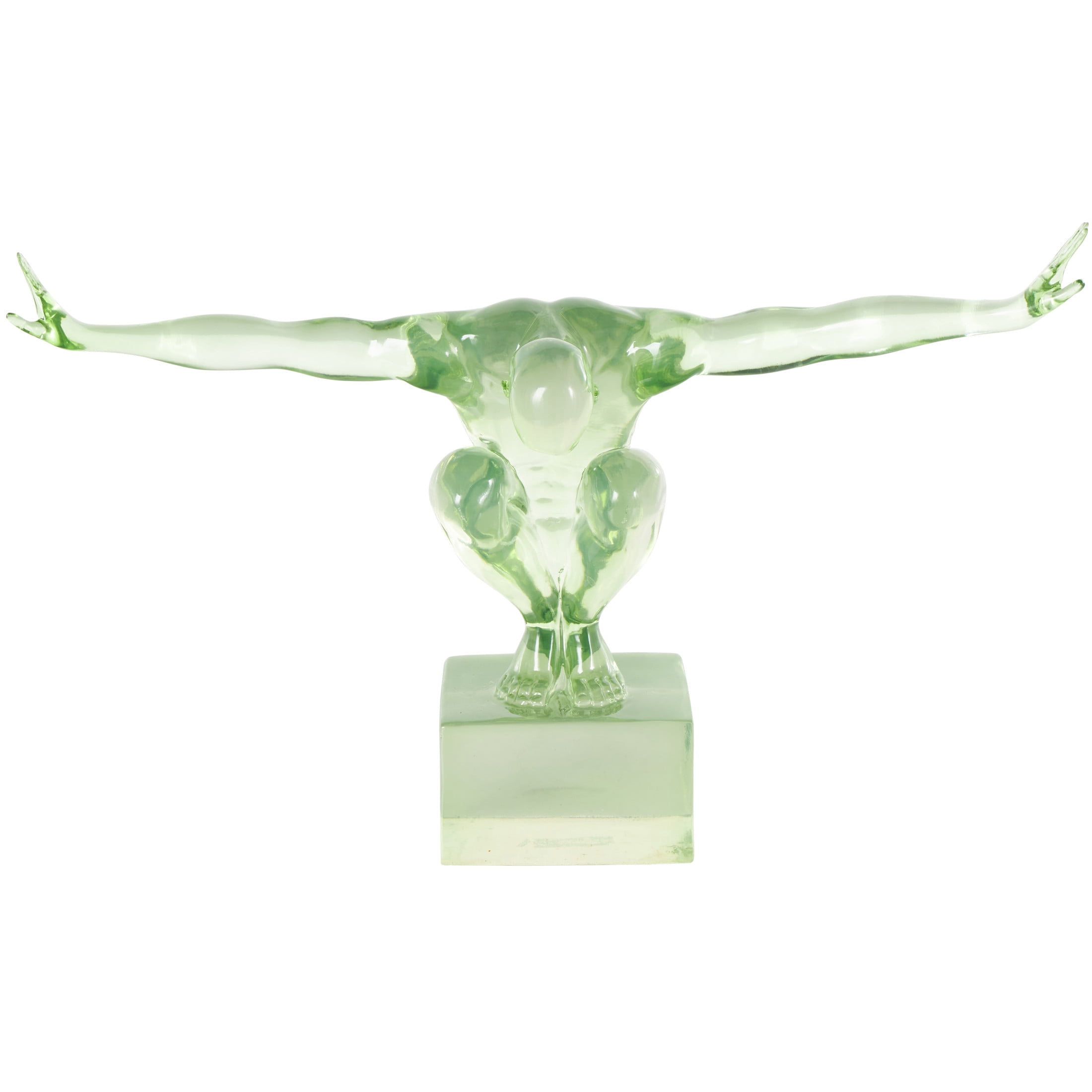 19" x 13" Green Resin Tinted Posing People Sculpture, by DecMode