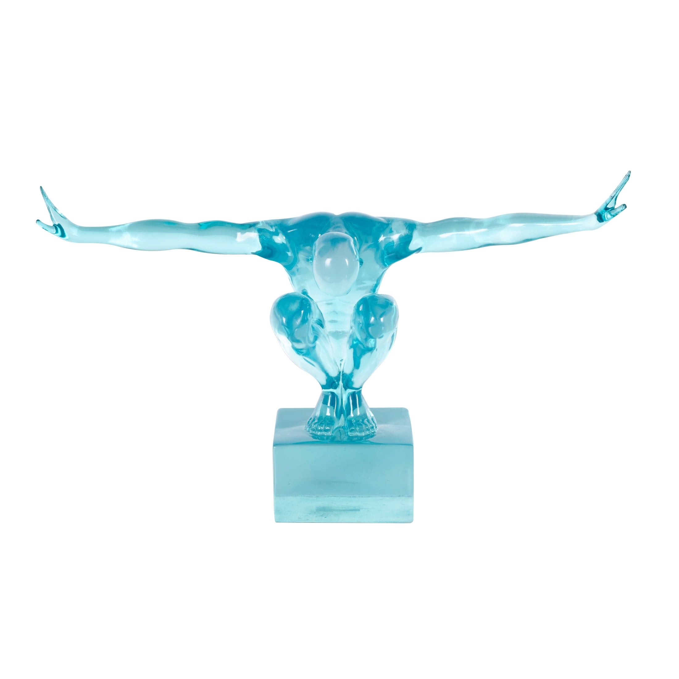19" x 13" Light Blue Resin Tinted Posing People Sculpture, by DecMode