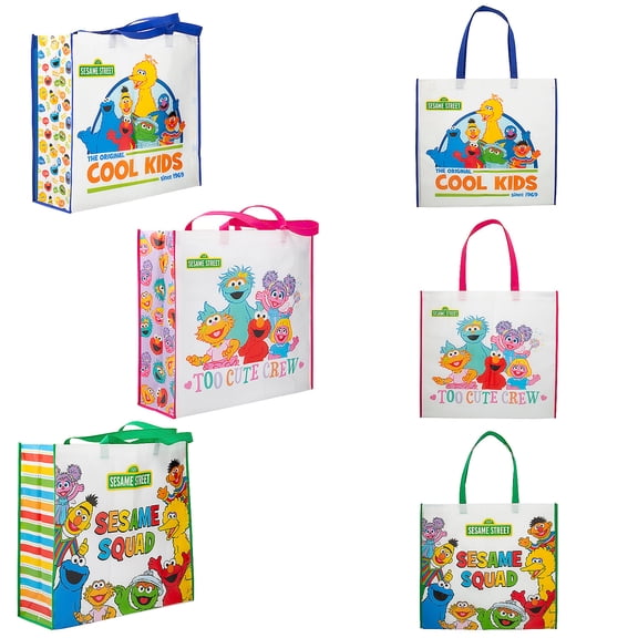 19" x 17 1/2" Large Sesame Street Laminated Shopper Tote Bags - 3 Pc.
