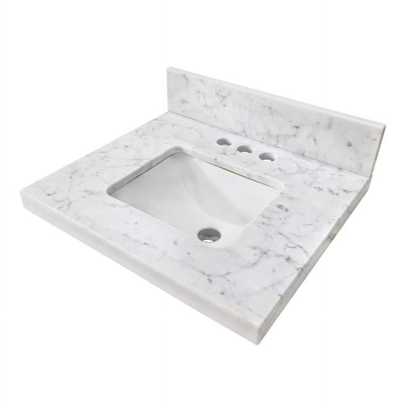 19-Inch Carrara White Marble Vanity Sink Top with Undermount