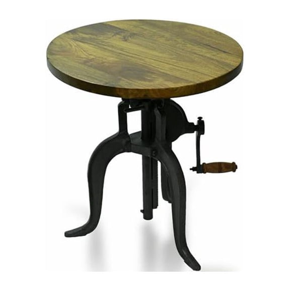 19 x 18 x 18 in. Industrial & Oak Solid Wood Round End Table
