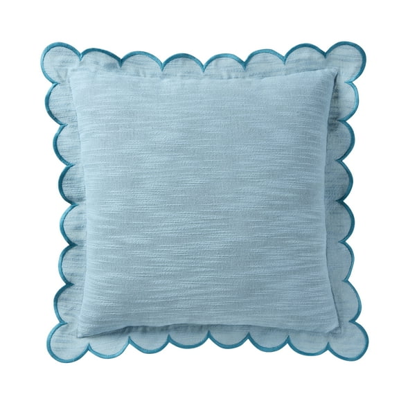 Home Decor Collection 19" x 19" Blue Scallop Flange Cotton-Rich Decorate Pillow