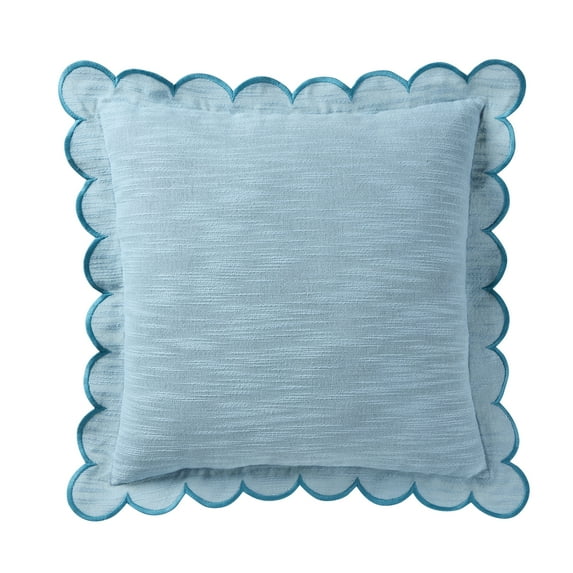 Home Decor Collection 19" x 19" Blue Scallop Flange Cotton-Rich Decorate Pillow