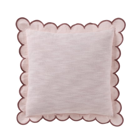 Home Decor Collection 19" x 19" Blush Pink Scallop Flange Cotton-Rich Decorate Pillow